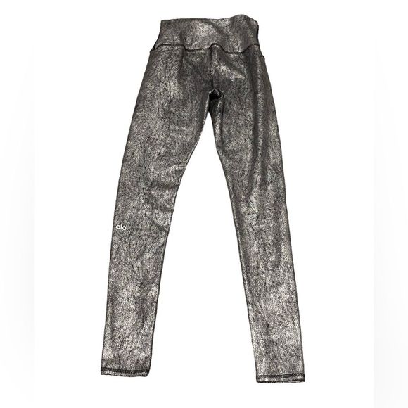 ALO Yoga Silver Metallic Airbrush Leggings S - Picture 4 of 9